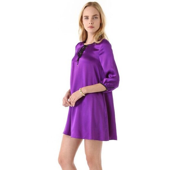 New Juicy Couture Dress Short Womens XS Silk Green Black Gold Buttons Keyhole - Picture 5 of 10